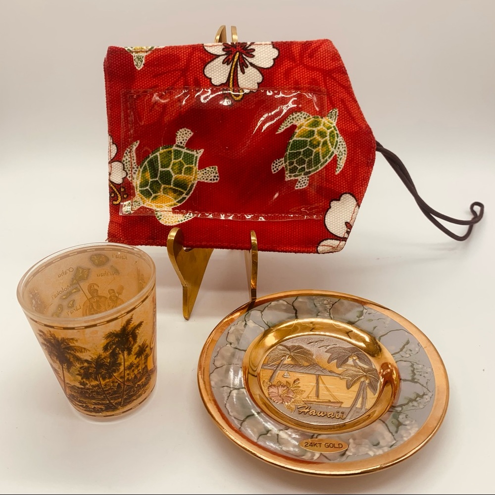 HAWAIIAN Lot Of 6 Souvenirs: LuggageTag; ShotGlass; ChokinPlate;Mug,Bell & Spoon